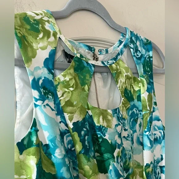 AGB Floral Midi Dress Blue & Green Women’s Size 4 - Picture 13 of 15